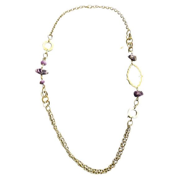 Vintage Amethyst Goldtone Long Necklace - Picture 2 of 13